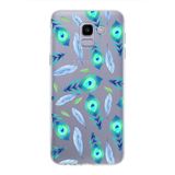 PrintiFy Samsung Galaxy J6 2018 ile Uyumlu 1mm Slim Fit Nazar Boncuğu 3 Baskılı Şeffaf Kılıf