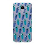 PrintiFy Samsung Galaxy J6 2018 ile Uyumlu 1mm Slim Fit Nazar Boncuğu 4 Baskılı Şeffaf Kılıf