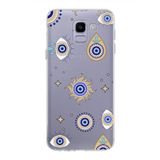 PrintiFy Samsung Galaxy J6 2018 ile Uyumlu 1mm Slim Fit Nazar Boncuğu 5 Baskılı Şeffaf Kılıf