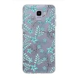PrintiFy Samsung Galaxy J6 ile Uyumlu Kapak Floral Su Yeşili Tasarımlı 1mm Fit Şeffaf Silikon Kılıf