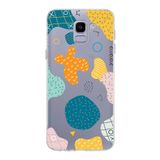 PrintiFy Samsung Galaxy J6 ile Uyumlu Kapak Geometrik Şekiller Tasarımlı 1mm Fit Şeffaf Silikon Kılıf