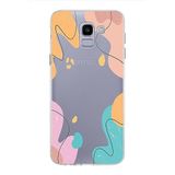 PrintiFy Samsung Galaxy J6 ile Uyumlu Kapak Karışık Renkler Tasarımlı 1mm Fit Şeffaf Silikon Kılıf
