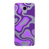 PrintiFy Samsung Galaxy J6 ile Uyumlu Kapak Renkli Desen F Mor Tasarımlı 1mm Fit Şeffaf Silikon Kılıf