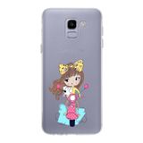 PrintiFy Samsung Galaxy J6 ile Uyumlu Kapak Vespagirl Tasarımlı 1mm Fit Şeffaf Silikon Kılıf