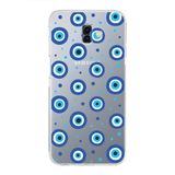 PrintiFy Samsung Galaxy J6 Plus 2018 ile Uyumlu 1mm Slim Fit Nazar Boncuğu 1 Baskılı Şeffaf Kılıf