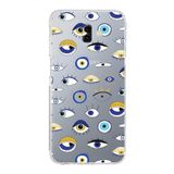 PrintiFy Samsung Galaxy J6 Plus 2018 ile Uyumlu 1mm Slim Fit Nazar Boncuğu 2 Baskılı Şeffaf Kılıf