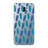 PrintiFy Samsung Galaxy J6 Plus 2018 ile Uyumlu 1mm Slim Fit Nazar Boncuğu 4 Baskılı Şeffaf Kılıf