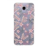 PrintiFy Samsung Galaxy J6 Plus ile Uyumlu Kapak Floral Kırmızı Tasarımlı 1mm Fit Şeffaf Silikon Kılıf