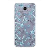 PrintiFy Samsung Galaxy J6 Plus ile Uyumlu Kapak Floral Mavi Tasarımlı 1mm Fit Şeffaf Silikon Kılıf