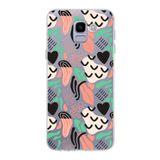 PrintiFy Samsung Galaxy J6 Plus ile Uyumlu Kapak Memphis Desen - 1 Tasarımlı 1mm Fit Şeffaf Silikon Kılıf