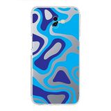 PrintiFy Samsung Galaxy J6 Plus ile Uyumlu Kapak Renkli Desen C Mavi Tasarımlı 1mm Fit Şeffaf Silikon Kılıf