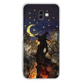 PrintiFy Samsung Galaxy J6+ Plus ile Uyumlu Vitray Cadı Saati Tasarımlı Şeffaf Silikon Kılıf