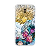 PrintiFy Samsung Galaxy J6+ Plus ile Uyumlu Vitray Okyanus Sabahı Tasarımlı Şeffaf Silikon Kılıf