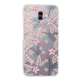 PrintiFy Samsung Galaxy J6 Plus Kamera Korumalı Kapak Floral Kırmızı Tasarımlı Şeffaf Kılıf