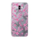 PrintiFy Samsung Galaxy J6 Plus Kamera Korumalı Kapak Floral Pembe Tasarımlı Şeffaf Kılıf