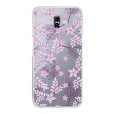 PrintiFy Samsung Galaxy J6 Plus Kamera Korumalı Kapak Floral Pudra Tasarımlı Şeffaf Kılıf