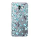 PrintiFy Samsung Galaxy J6 Plus Kamera Korumalı Kapak Floral Su Yeşili Tasarımlı Şeffaf Kılıf