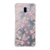 Printify Samsung Galaxy J6 Plus Köşe Korumalı Antişok Kapak Floral Kırmızı Tasarımlı Şeffaf Kılıf