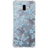 Printify Samsung Galaxy J6 Plus Köşe Korumalı Antişok Kapak Floral Mavi Tasarımlı Şeffaf Kılıf