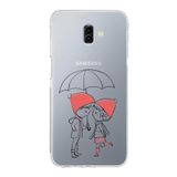 PrintiFy Samsung Galaxy J6 Plus Uyumlu Kamera Korumalı Kapak Aşk Tasarımlı Şeffaf Kılıf