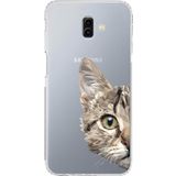 PrintiFy Samsung Galaxy J6 Plus Uyumlu Kamera Korumalı Kapak Catface Tasarımlı Şeffaf Silikon Kılıf