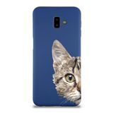 Printify Samsung Galaxy J6 Plus Uyumlu Lansman Kılıf Catface Tasarımlı Içi Kadife Kapak-Lacivert