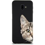 Printify Samsung Galaxy J6 Plus Uyumlu Lansman Kılıf Catface Tasarımlı Içi Kadife Kapak-Siyah
