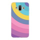PrintiFy Samsung Galaxy J7 Duo ile Uyumlu Kapak Renk Cümbüşü B Mor Tasarımlı 1mm Fit Şeffaf Silikon Kılıf