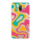 PrintiFy Samsung Galaxy J7 Duo ile Uyumlu Kapak Renkli Desen B Turuncu Tasarımlı 1mm Fit Şeffaf Silikon Kılıf