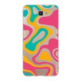 PrintiFy Samsung Galaxy J7 Prime ile Uyumlu Kapak Renkli Desen B Turuncu Tasarımlı 1mm Fit Şeffaf Silikon Kılıf