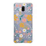 PrintiFy Samsung Galaxy J8 (2018) Köşe Korumalı Antişok Kapak Çiçek Tasarımlı Şeffaf Kılıf