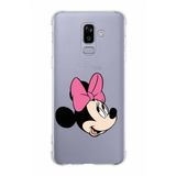 Printify Samsung Galaxy J8 (2018) Köşe Korumalı Antişok Kapak Minnie Mouse Tasarımlı Şeffaf Kılıf