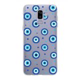 PrintiFy Samsung Galaxy J8 ile Uyumlu 1mm Slim Fit Nazar Boncuğu 1 Baskılı Şeffaf Kılıf