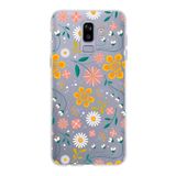 PrintiFy Samsung Galaxy J8 ile Uyumlu Kapak Çiçek Tasarımlı 1mm Fit Şeffaf Silikon Kılıf