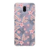 PrintiFy Samsung Galaxy J8 ile Uyumlu Kapak Floral Kırmızı Tasarımlı 1mm Fit Şeffaf Silikon Kılıf