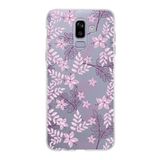 PrintiFy Samsung Galaxy J8 ile Uyumlu Kapak Floral Pudra Tasarımlı 1mm Fit Şeffaf Silikon Kılıf