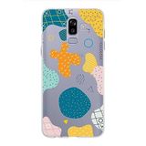 PrintiFy Samsung Galaxy J8 ile Uyumlu Kapak Geometrik Şekiller Tasarımlı 1mm Fit Şeffaf Silikon Kılıf