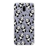 PrintiFy Samsung Galaxy J8 ile Uyumlu Kapak Panda Tasarımlı 1mm Fit Şeffaf Silikon Kılıf
