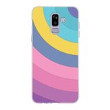 PrintiFy Samsung Galaxy J8 ile Uyumlu Kapak Renk Cümbüşü B Mor Tasarımlı 1mm Fit Şeffaf Silikon Kılıf