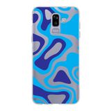 PrintiFy Samsung Galaxy J8 ile Uyumlu Kapak Renkli Desen C Mavi Tasarımlı 1mm Fit Şeffaf Silikon Kılıf