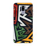 PrintiFy Samsung Galaxy J8 ile Uyumlu Kapak Soyut Grafiti Tasarımlı 1mm Fit Şeffaf Silikon Kılıf