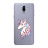 PrintiFy Samsung Galaxy J8 ile Uyumlu Kapak Unicorn Tasarımlı 1mm Fit Şeffaf Silikon Kılıf