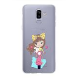PrintiFy Samsung Galaxy J8 ile Uyumlu Kapak Vespagirl Tasarımlı 1mm Fit Şeffaf Silikon Kılıf