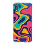 PrintiFy Samsung Galaxy M10 ile Uyumlu Kapak Renkli Desen B Turuncu Tasarımlı 1mm Fit Şeffaf Silikon Kılıf