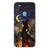 PrintiFy Samsung Galaxy M11 ile Uyumlu Vitray Cadı Saati Tasarımlı Şeffaf Silikon Kılıf