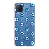 PrintiFy Samsung Galaxy M12 ile Uyumlu 1mm Slim Fit Nazar Boncuğu 1 Baskılı Şeffaf Kılıf