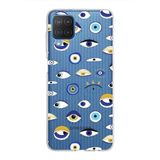 PrintiFy Samsung Galaxy M12 ile Uyumlu 1mm Slim Fit Nazar Boncuğu 2 Baskılı Şeffaf Kılıf