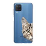 PrintiFy Samsung Galaxy M12 ile Uyumlu Kapak Catface Tasarımlı 1mm Fit Şeffaf Silikon Kılıf