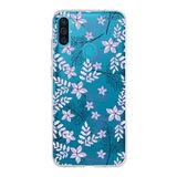 PrintiFy Samsung Galaxy M12 ile Uyumlu Kapak Floral Lila Tasarımlı 1mm Fit Şeffaf Silikon Kılıf