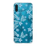 PrintiFy Samsung Galaxy M12 ile Uyumlu Kapak Floral Mavi Tasarımlı 1mm Fit Şeffaf Silikon Kılıf